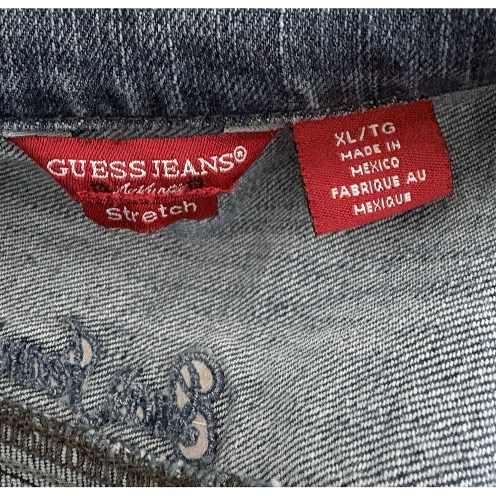 Guess Jean Jacket Women's XL Denim Trucker Cropped Retro Stretch Made in Mexico - Picture 11 of 15